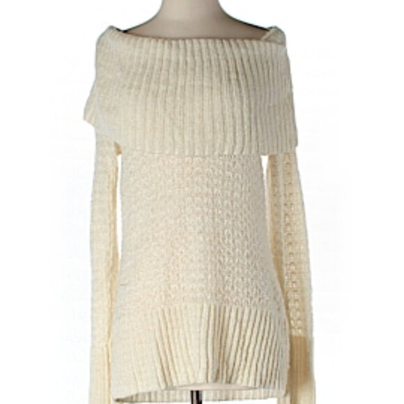 White Gold Crochet Sweater - Picture 1 of 4